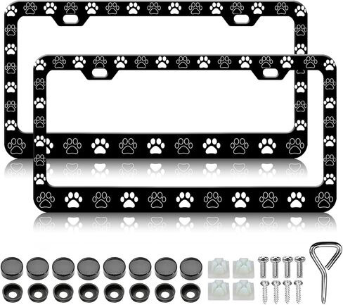 HCSS White Daisy License Plate Frames - 2 Pack Beautiful Flower License Plate Holder, Aluminum Metal Rust-Proof Waterproof Car Decorative Tag Frame for Standard US 12x6 Inch in Saudi Arabia