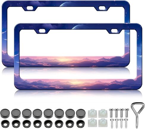 HCSS White Daisy License Plate Frames - 2 Pack Beautiful Flower License Plate Holder, Aluminum Metal Rust-Proof Waterproof Car Decorative Tag Frame for Standard US 12x6 Inch in Saudi Arabia