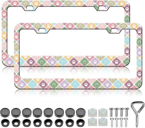 HCSS White Daisy License Plate Frames - 2 Pack Beautiful Flower License Plate Holder, Aluminum Metal Rust-Proof Waterproof Car Decorative Tag Frame for Standard US 12x6 Inch in Saudi Arabia