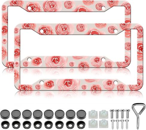 Golden Light License Plate Frames - 2 Pack Funny License Plate Holder, Aluminum Metal Rust-Proof Waterproof Car Decorative Tag Frame for Standard US 12x6 Inch in Saudi Arabia