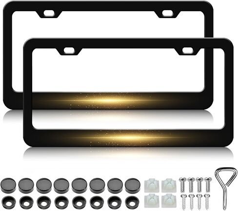 Golden Light License Plate Frames - 2 Pack Funny License Plate Holder, Aluminum Metal Rust-Proof Waterproof Car Decorative Tag Frame for Standard US 12x6 Inch in Saudi Arabia
