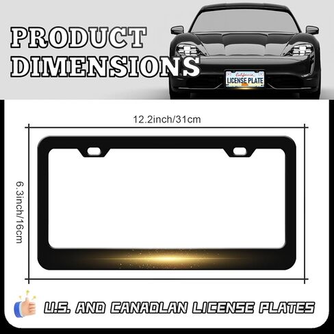 Golden Light License Plate Frames - 2 Pack Funny License Plate Holder, Aluminum Metal Rust-Proof Waterproof Car Decorative Tag Frame for Standard US 12x6 Inch in Saudi Arabia