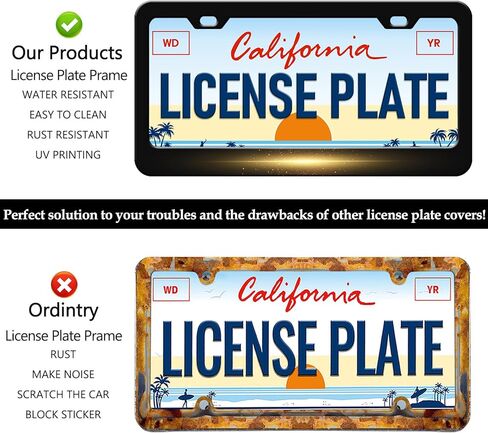 Golden Light License Plate Frames - 2 Pack Funny License Plate Holder, Aluminum Metal Rust-Proof Waterproof Car Decorative Tag Frame for Standard US 12x6 Inch in Saudi Arabia