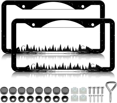 Golden Light License Plate Frames - 2 Pack Funny License Plate Holder, Aluminum Metal Rust-Proof Waterproof Car Decorative Tag Frame for Standard US 12x6 Inch in Saudi Arabia