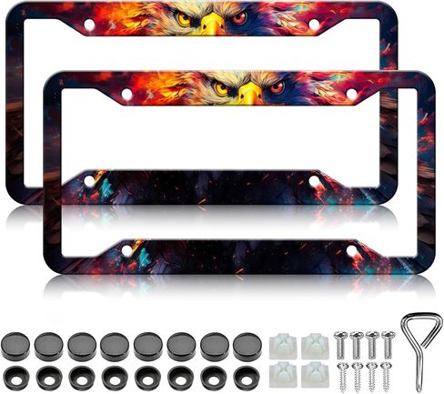 HCSS White Daisy License Plate Frames - 2 Pack Beautiful Flower License Plate Holder, Aluminum Metal Rust-Proof Waterproof Car Decorative Tag Frame for Standard US 12x6 Inch in Saudi Arabia