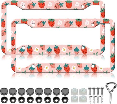 Golden Light License Plate Frames - 2 Pack Funny License Plate Holder, Aluminum Metal Rust-Proof Waterproof Car Decorative Tag Frame for Standard US 12x6 Inch in Saudi Arabia