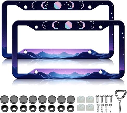 Golden Light License Plate Frames - 2 Pack Funny License Plate Holder, Aluminum Metal Rust-Proof Waterproof Car Decorative Tag Frame for Standard US 12x6 Inch in Saudi Arabia