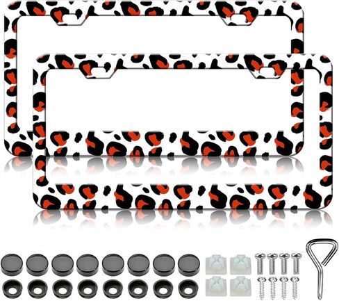 HCSS White Daisy License Plate Frames - 2 Pack Beautiful Flower License Plate Holder, Aluminum Metal Rust-Proof Waterproof Car Decorative Tag Frame for Standard US 12x6 Inch in Saudi Arabia