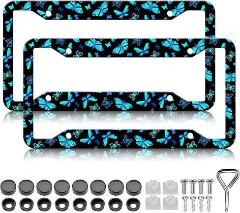 Golden Light License Plate Frames - 2 Pack Funny License Plate Holder, Aluminum Metal Rust-Proof Waterproof Car Decorative Tag Frame for Standard US 12x6 Inch in Saudi Arabia