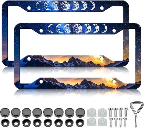 Golden Light License Plate Frames - 2 Pack Funny License Plate Holder, Aluminum Metal Rust-Proof Waterproof Car Decorative Tag Frame for Standard US 12x6 Inch in Saudi Arabia