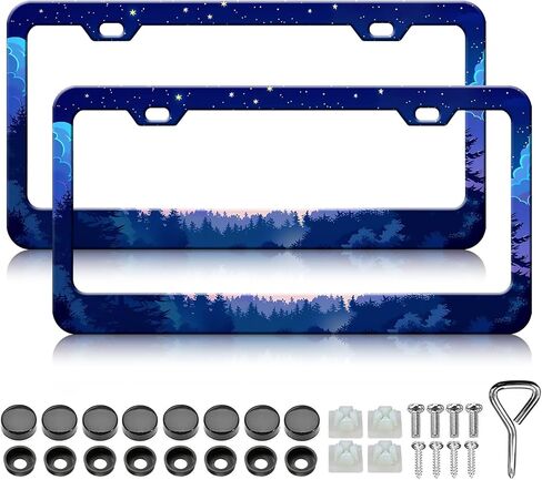 Golden Light License Plate Frames - 2 Pack Funny License Plate Holder, Aluminum Metal Rust-Proof Waterproof Car Decorative Tag Frame for Standard US 12x6 Inch in Saudi Arabia