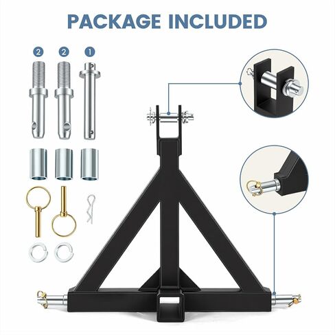 وصلة وصلة مقطورة استقبال 3 نقاط مقاس 2 بوصة من NEWBULIG، وصلة وصلة جرار من الفئة 1 مقاومة للتآكل، محول قضيب السحب سريع التثبيت متوافق مع NorTrac، BX، John Deere، Kubota، أسود in Kuwait