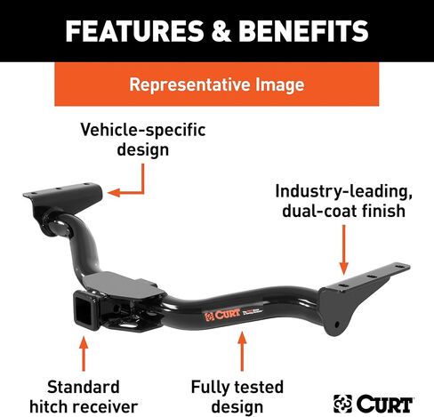 CURT 13639 Class 3 Trailer Hitch, 2-Inch Receiver, Fits Select Volkswagen Tiguan in Kuwait