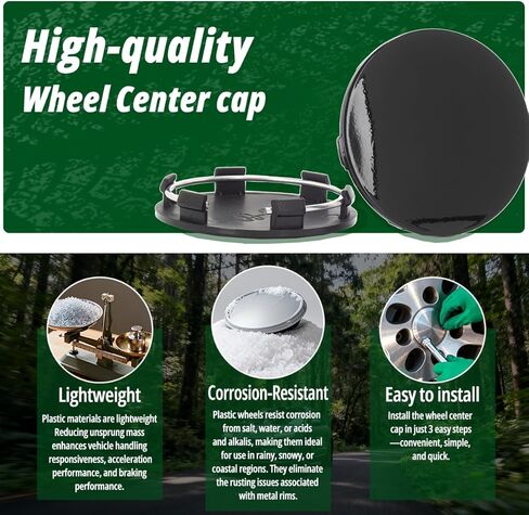 4 Pcs 2.44" (62mm) Wheel Center Caps for TE37 15"&16" A Flat Type 2008 A5 - ABS Plastic Snap-On Hub Covers (Fits 2.28"/58mm Center Bore),Black in Saudi Arabia