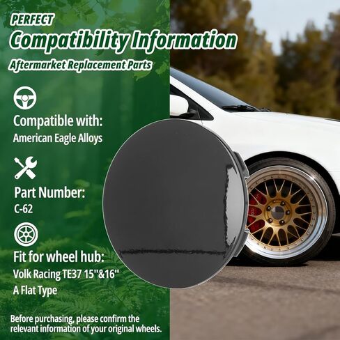 4 Pcs 2.44" (62mm) Wheel Center Caps for TE37 15"&16" A Flat Type 2008 A5 - ABS Plastic Snap-On Hub Covers (Fits 2.28"/58mm Center Bore),Black in Saudi Arabia