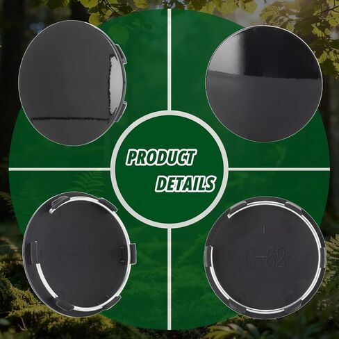 4 Pcs 2.44" (62mm) Wheel Center Caps for TE37 15"&16" A Flat Type 2008 A5 - ABS Plastic Snap-On Hub Covers (Fits 2.28"/58mm Center Bore),Black in Saudi Arabia