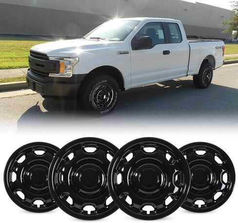 أغطية عجلات مقاس 17 بوصة لأغطية إطارات عجلات Ford F-150 XL لعام 2010-2026، [تلائم فقط محور الحديد وعجلة الصلب] أغطية محور التثبيت سهلة التركيب، استبدال غطاء محور حافة العجلة من مادة ABS+PC (طلاء أسود) in Kuwait