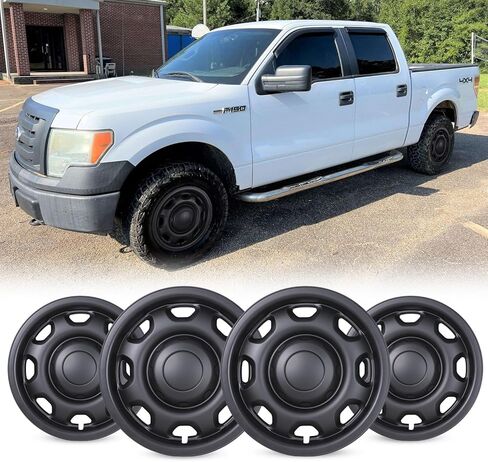 أغطية عجلات مقاس 17 بوصة لأغطية إطارات عجلات Ford F-150 XL لعام 2010-2026، [تلائم فقط محور الحديد وعجلة الصلب] أغطية محور التثبيت سهلة التركيب، استبدال غطاء محور حافة العجلة من مادة ABS+PC (طلاء أسود) in Kuwait