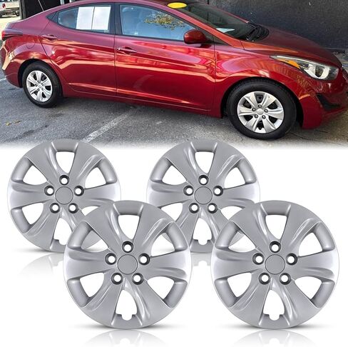 مجموعة أغطية إطارات WolfX مقاس 15 بوصة مكونة من 4 غطاء حافة عجلة لسيارة Hyundai Elantra Sedan 2011-2016 (تناسب فقط المحور الفولاذي) استبدال غطاء محور حافة العجلة من مادة PP، (5095G، طلاء) in Kuwait