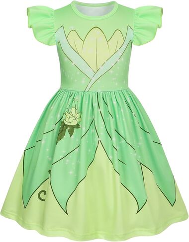 COTRIO Princess Dress Girls Casual Dresses Toddler Twirl Skater Dress A Line Swing Sundress Kids Ruffle Sleeve School Dresses in Saudi Arabia
