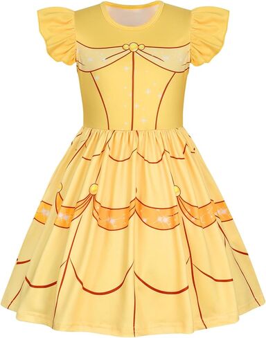COTRIO Princess Dress Girls Casual Dresses Toddler Twirl Skater Dress A Line Swing Sundress Kids Ruffle Sleeve School Dresses in Saudi Arabia