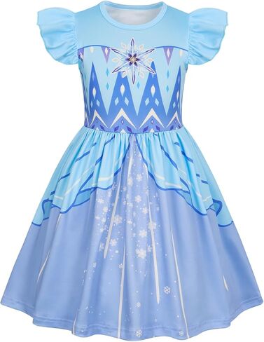 COTRIO Princess Dress Girls Casual Dresses Toddler Twirl Skater Dress A Line Swing Sundress Kids Ruffle Sleeve School Dresses in Saudi Arabia