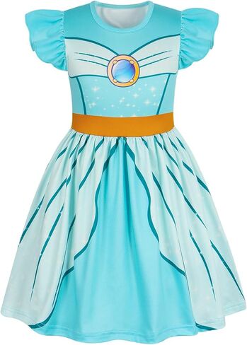 COTRIO Princess Dress Girls Casual Dresses Toddler Twirl Skater Dress A Line Swing Sundress Kids Ruffle Sleeve School Dresses in Saudi Arabia