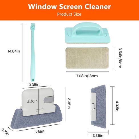Window Screen Cleaner and Groove Cleaning Brush, Mesh Screen Cleaning Brush and 3 PCS Hand-held Magic Window Track Cleaning Tools for Sliding Door, Sill, Tile Lines, Shutter, Car Vents in Kuwait