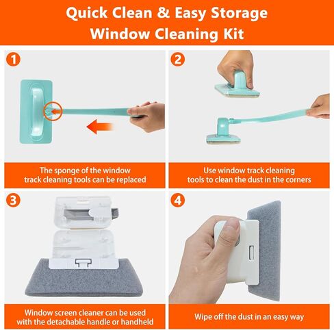 Window Screen Cleaner and Groove Cleaning Brush, Mesh Screen Cleaning Brush and 3 PCS Hand-held Magic Window Track Cleaning Tools for Sliding Door, Sill, Tile Lines, Shutter, Car Vents in Kuwait