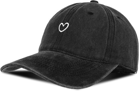 Womens Baseball Cap Cute Heart Embroidered Hat Vintage Sport Visors Adjustable Baseball Caps for Women and Men in Saudi Arabia