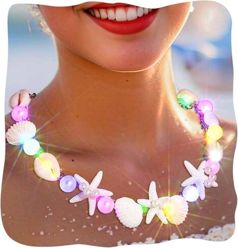 Fstrend Boho Starfish Shell Choker Necklace Light Up White Pearl Beach Chain Seashell Led Necklaces for Women in Saudi Arabia