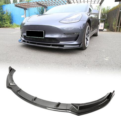 يناسب 2017-2023 Tesla Model 3 طقم مقسم الشفاه الأمامي، 3 قطع شديدة التحمل للشفاه الأمامية للذقن وسد الهواء واكسسوارات خارجية (أسود لامع) in Kuwait