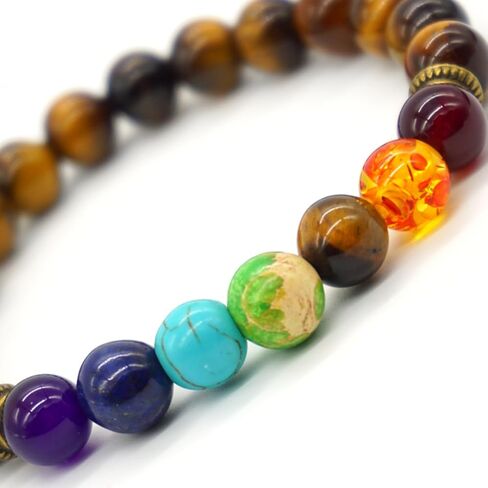 7 شقرا شفاء سوار الأحجار الكريمة نمور العين كومبو العلاج اليوغا سوار 8 مللي متر حجر حبة تمتد سوار in Kuwait