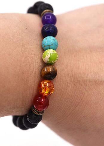 7 شقرا شفاء سوار الأحجار الكريمة نمور العين كومبو العلاج اليوغا سوار 8 مللي متر حجر حبة تمتد سوار in Kuwait