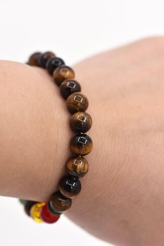 7 شقرا شفاء سوار الأحجار الكريمة نمور العين كومبو العلاج اليوغا سوار 8 مللي متر حجر حبة تمتد سوار in Kuwait