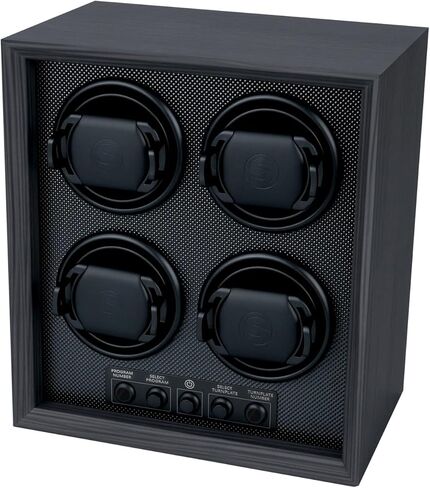 Mcbazel Watch Winder for 4 Automatic Watches, 5 Rotation Modes Watch Box Case with Super Quiet Motor, Ideal Gift for Men, Beloved, Women, Father - Ebony Pattern in Saudi Arabia