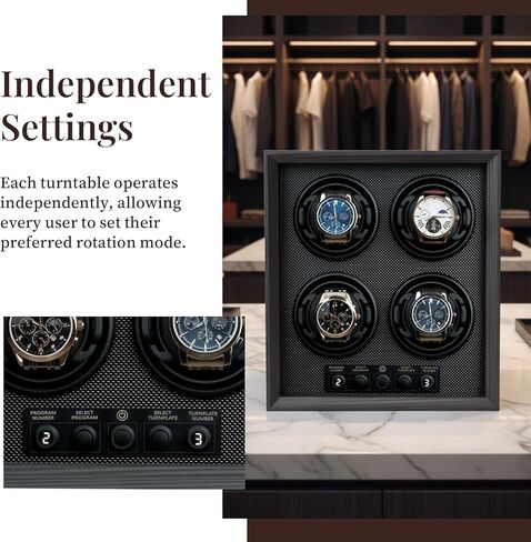 Mcbazel Watch Winder for 4 Automatic Watches, 5 Rotation Modes Watch Box Case with Super Quiet Motor, Ideal Gift for Men, Beloved, Women, Father - Ebony Pattern in Saudi Arabia