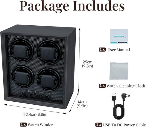 Mcbazel Watch Winder for 4 Automatic Watches, 5 Rotation Modes Watch Box Case with Super Quiet Motor, Ideal Gift for Men, Beloved, Women, Father - Ebony Pattern in Saudi Arabia