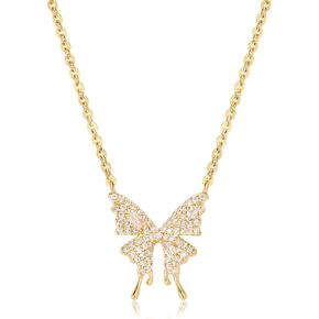 Dainty Gold Necklace for Women Butterfly Stars Snake Pendant Necklaces with Cubic Zirconia, 14K Gold Plated Delicate Jewelry in Saudi Arabia