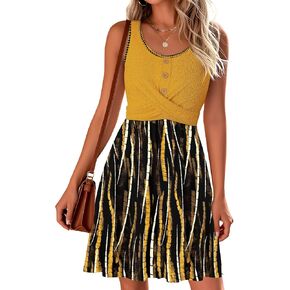 Summer Dresses for Women 2026 Trendy Twist Front Waffle Knit Dress Flowy Sleeveless Sundresses in Kuwait