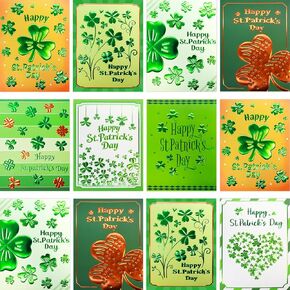 Fancy Land St. Patrick's Day Cards with Envelopes 24 Pack Embossed Shamrock Cards Blank Inside Party Supply Green 8 Designs in Saudi Arabia