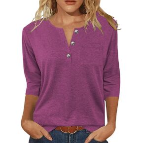 JomeDesign بلايز حريمي 3/4 طول كم الخامس الرقبة فضفاضة عادية تي شيرت ملابس الصيف 2026 in Kuwait