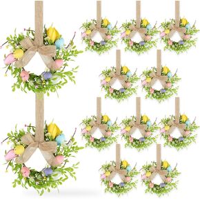 12 قطعة من أكاليل عيد الفصح الصغيرة مقاس 9 بوصات لخزانة المطبخ، إكليل بيض عيد الفصح الاصطناعي الصغير الربيعي مع قوس ريفي للنافذة، والباب الأمامي، وديكور الطاولة المركزية in Kuwait