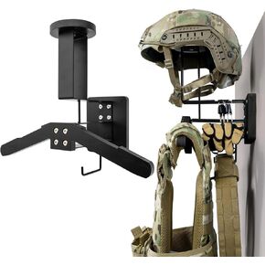 حامل تثبيت على الحائط للعتاد التكتيكي - حامل عرض لخوذة الدراجات النارية مع خطافات، رف حامل لوحة Airsoft من الخشب الصلب لبدلة الشرطة وكرة القدم وركوب الدراجات in Kuwait
