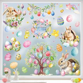 81 قطعة من ملصقات نوافذ عيد الفصح، ملصقات نوافذ ملونة على شكل أرنب عيد الفصح، ديكورات نافذة عيد الفصح ثابتة مزدوجة الجوانب للمدرسة والمنزل والمكتب ومستلزمات الحفلات in Kuwait