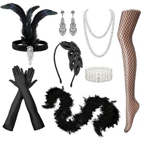 1920s Flapper Accessories for Women Feather Headband Headpiece 1920s Shawl Great Gatsby Roaring 20s Costume Outfits in Saudi Arabia