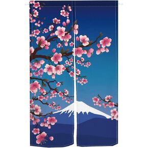 ستارة نورين للمدخل ستائر المدخل اليابانية 33.5 × 59 بوصة ستارة باب جبل فوجي زهر الكرز نوع طويل نسيج الباب مقسم روما ديكورات المنزل in Kuwait