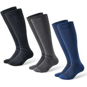 3 Pairs Compression Socks for Women & Men, 15-20mmHg Support for Standing, Running, Nurses, Travel(Unisex) in Kuwait