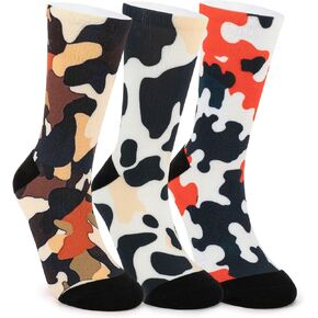 3 Pairs Funny Toe Socks for Men and Women,Crazy Crew Colorful Print Socks,One Size Gift Set in Saudi Arabia