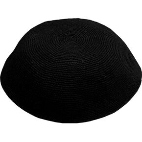 قبعة كيبا مصنوعة يدويًا من مزيج الألوان 100% قطن DMC محبوكة يدويًا مصممة في إسرائيل، قبعات للرجال، قبعة يارمولك، كيبا للرجال (أزرق محيطي، 19 سم - 7.5 بوصة - مسطحة) in Kuwait